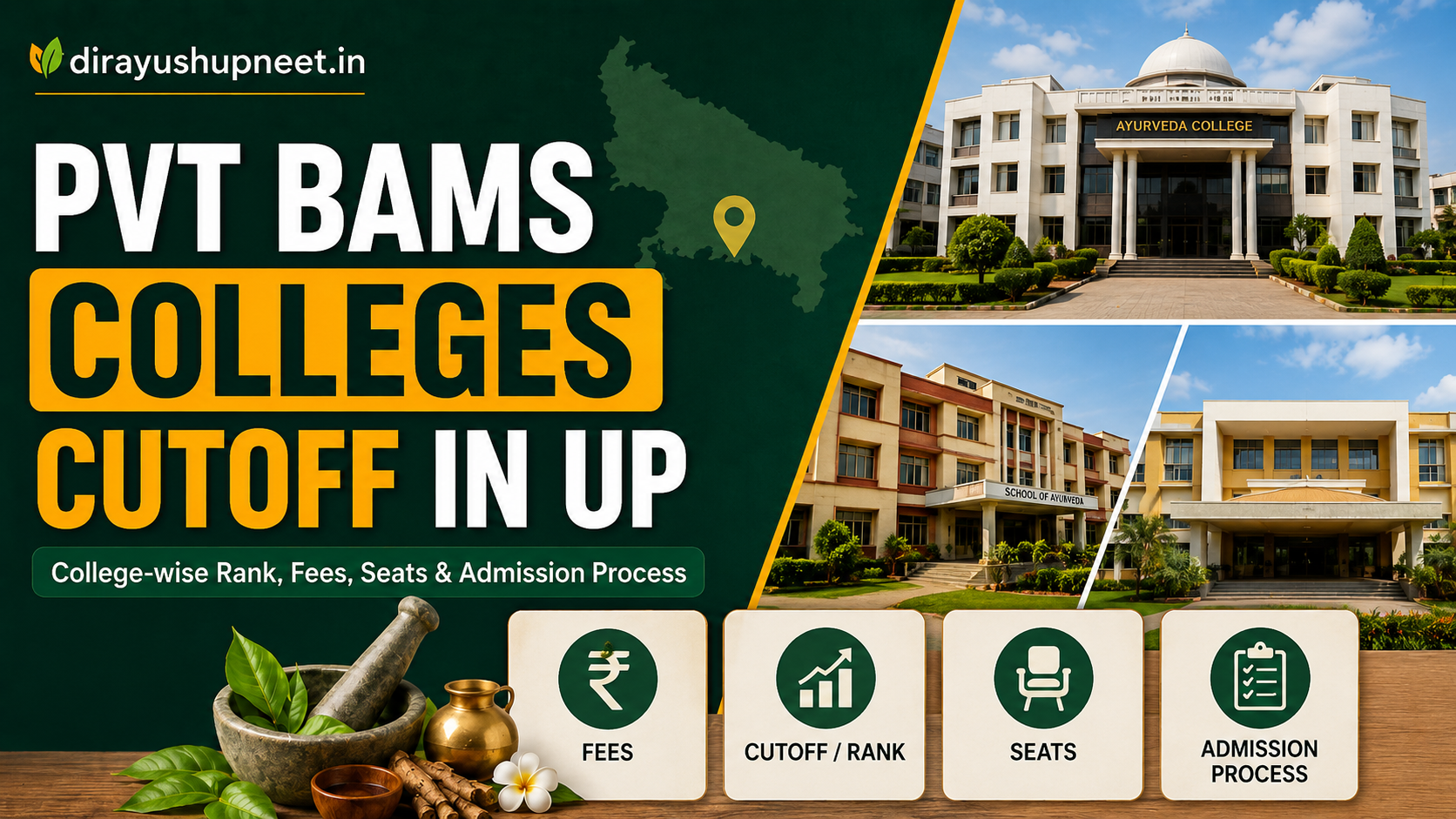 Pvt BAMS Colleges Cutoff in UP: College-Wise Rank, Fees, Seats & Admission Process