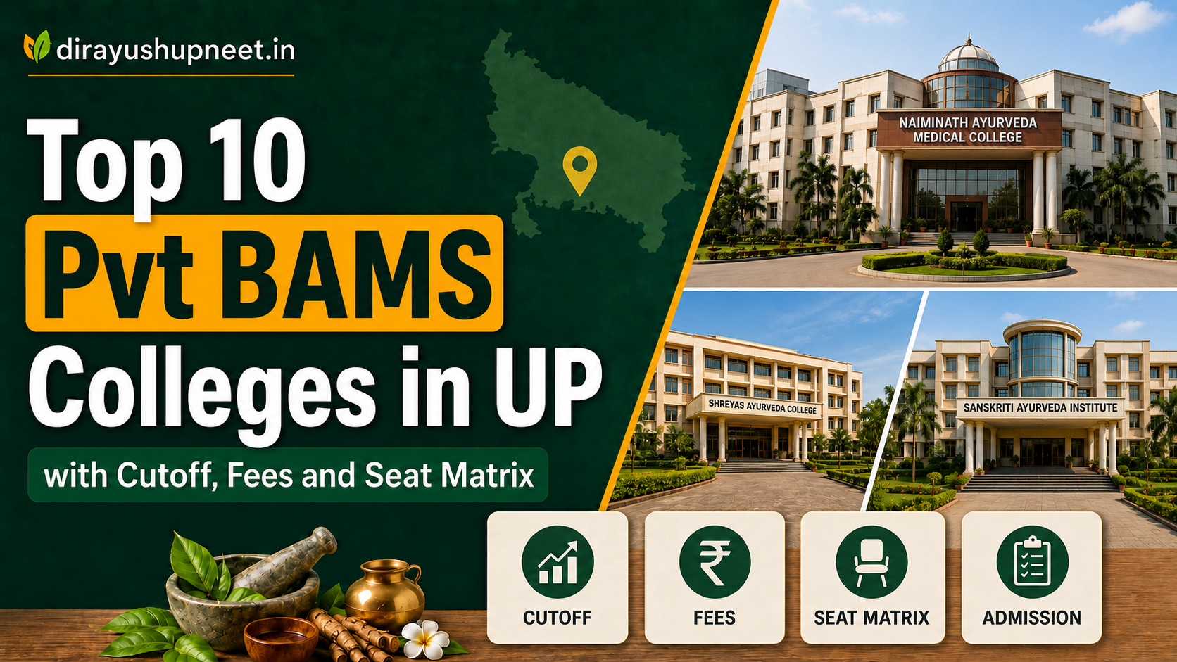 Top 10 Pvt BAMS Colleges in UP with Cutoff, Fees and Seat Matrix