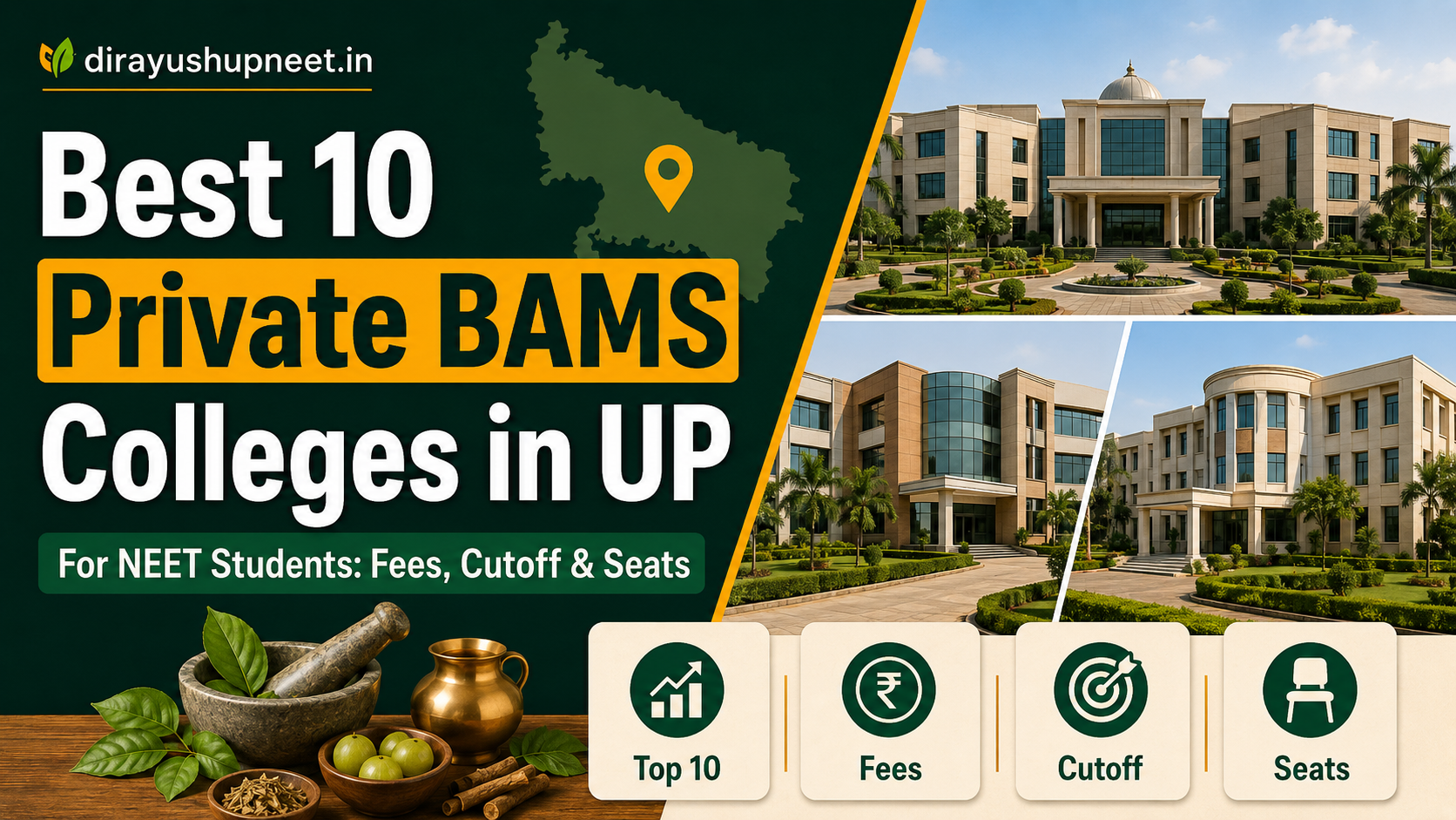 Best 10 Private BAMS Colleges in UP for NEET Students: Fees, Cutoff & Seats
